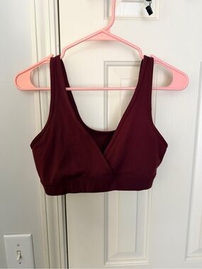 CRZ YOGA Wine Red V‑Neck Seamless nursing bra